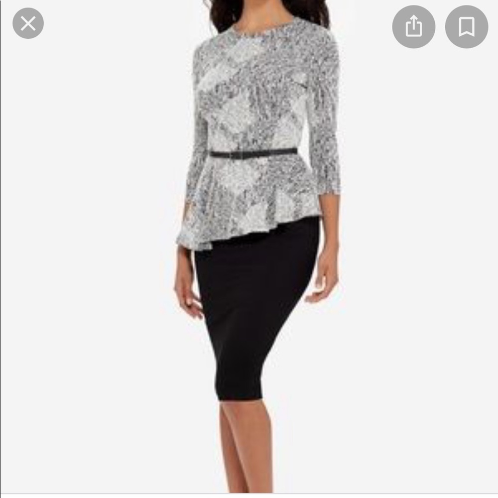 The Limited Eva Longoria b&w peplum dress size XL